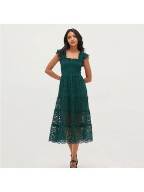 Hill House Collector's Edition Lace Ellie Nap Dress in Emerald Green